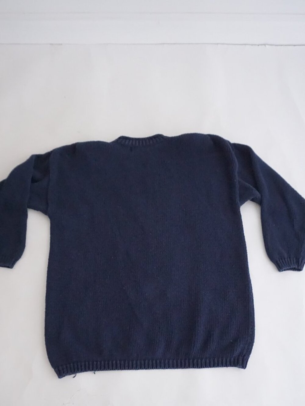 Vintage White Stag Navy Burgundy Argyle Flowers Embroidered Cotton Sweater XL - Picture 11 of 13